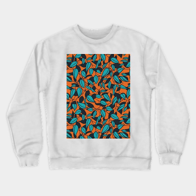 Minimalist Leaf Line Art Illustration as a Seamless Surface Pattern Design Crewneck Sweatshirt by zarya_kiqo